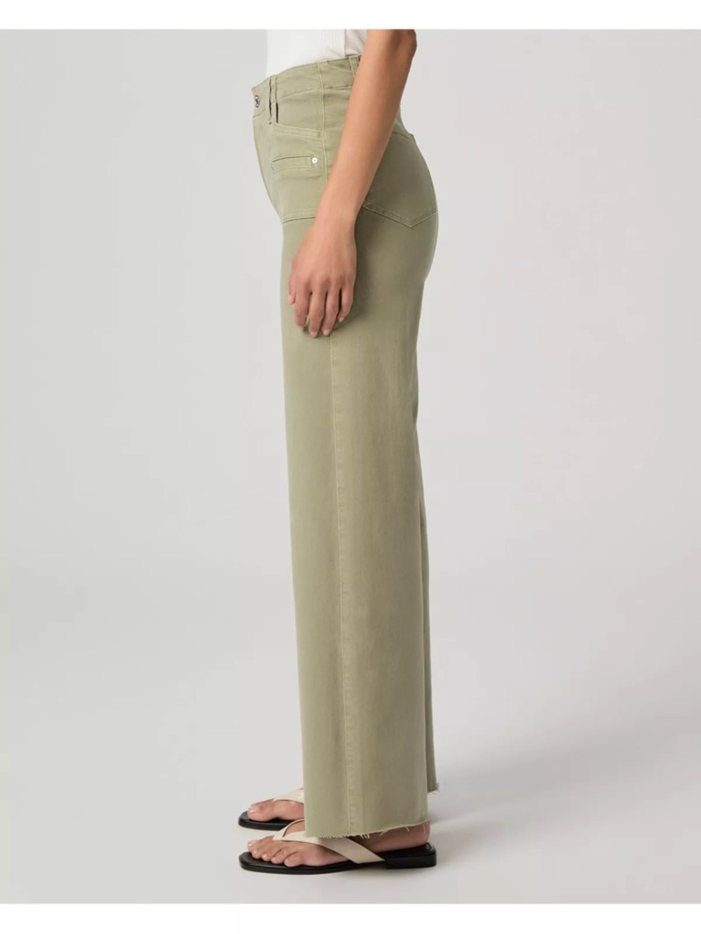 PAIGE Olive Green Wide Leg Utility Jeans - Picture 3 of 3